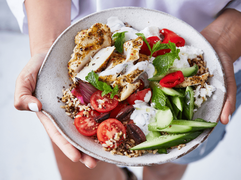 Image of Greek Island Days Chicken Salad Bowl from SWIISH cookbook Super Easy