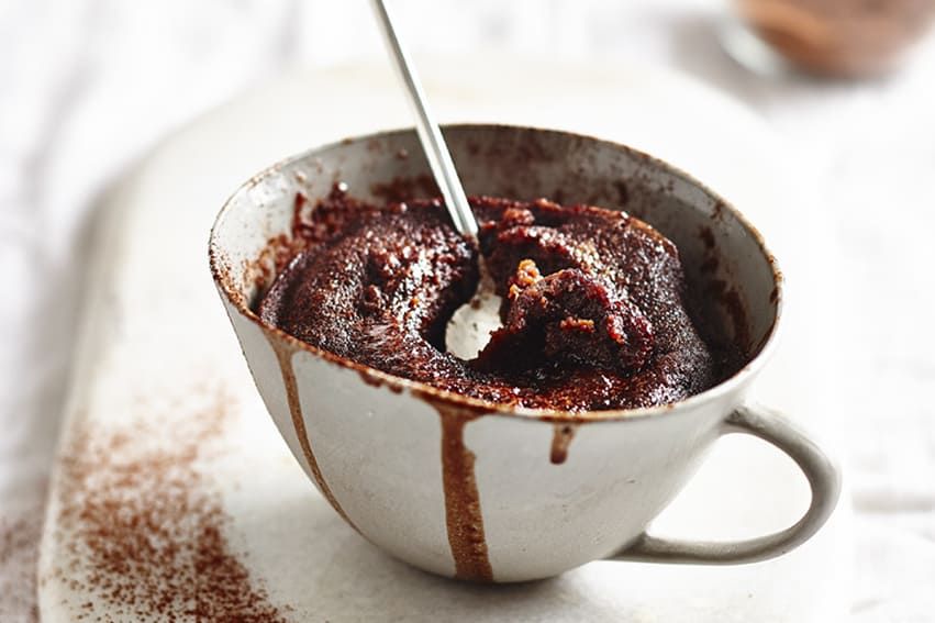 Chocolate Cake Cooked in a Cup in the Microwave for 2 Minutes. Rustic  Style. Selective Focus Stock Photo - Image of background, chocolate:  63777126